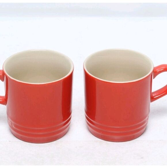 Le Creuset Ceramic Cappacino Mug Set- Carmin - Picture 1 of 7